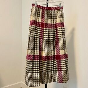 VINTAGE Wool Plaid Long Pleated Skirt